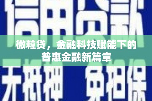 威宁微粒贷，金融科技赋能下的普惠金融新篇章