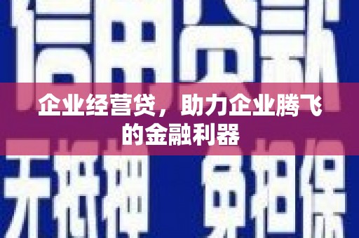 威宁企业经营贷，助力企业腾飞的金融利器