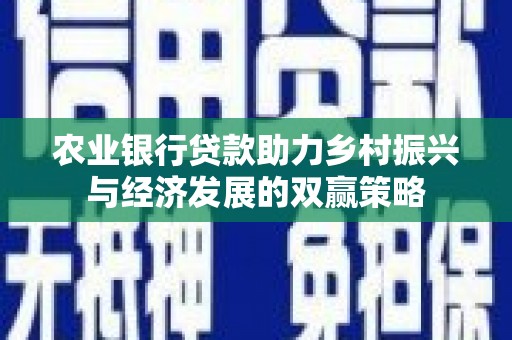 威宁农业银行贷款助力乡村振兴与经济发展的双赢策略