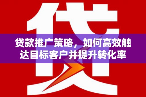 威宁贷款推广策略，如何高效触达目标客户并提升转化率